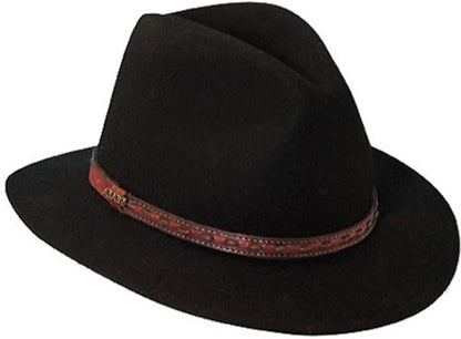 Scala Classico Men's Crushable Felt Safari With Leather Hat,Black,XL