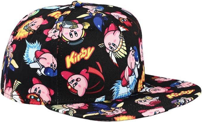 Kirby Sublimated All Over Print Flat Bill Snapback Hat Multicolored