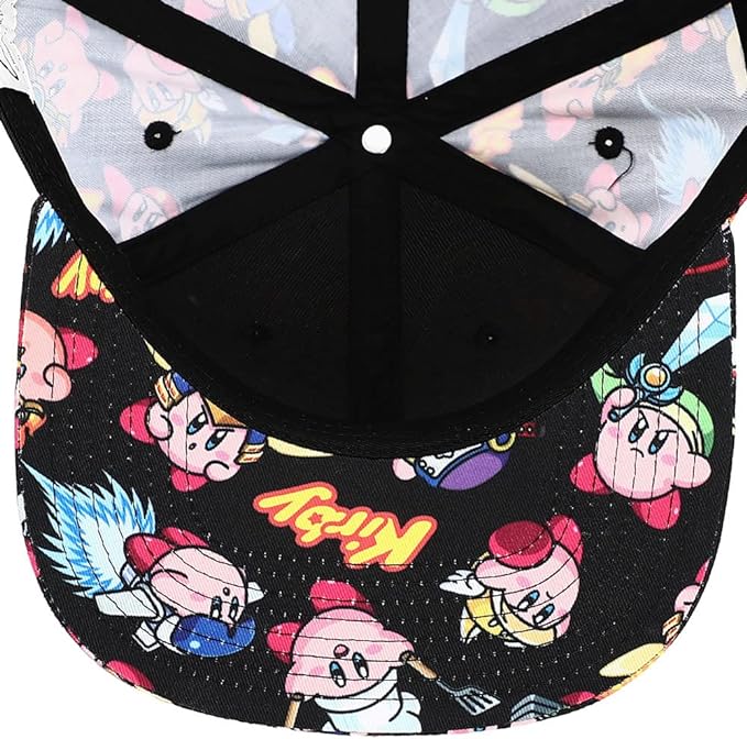 Kirby Sublimated All Over Print Flat Bill Snapback Hat Multicolored
