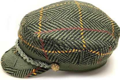 Herringbone wool greek fisherman hats with braid band cd5034