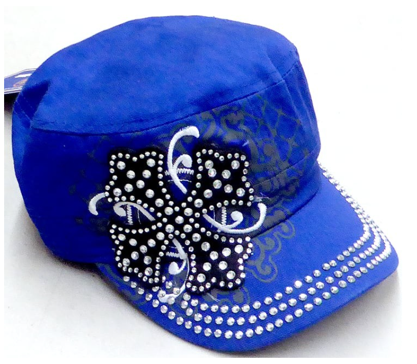 Short Cross Cadet Rhinestone Hat - Royal Blue