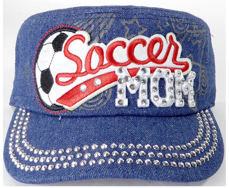 Rhinestone Soccer MOM Cadet Cap - Dark Denim