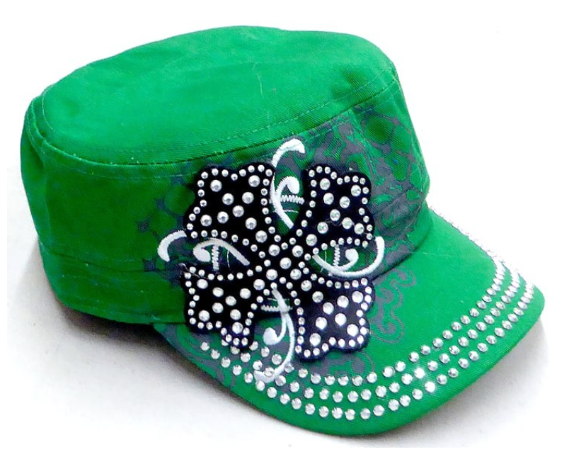 Short Cross Cadet Rhinestone Hat - K Green