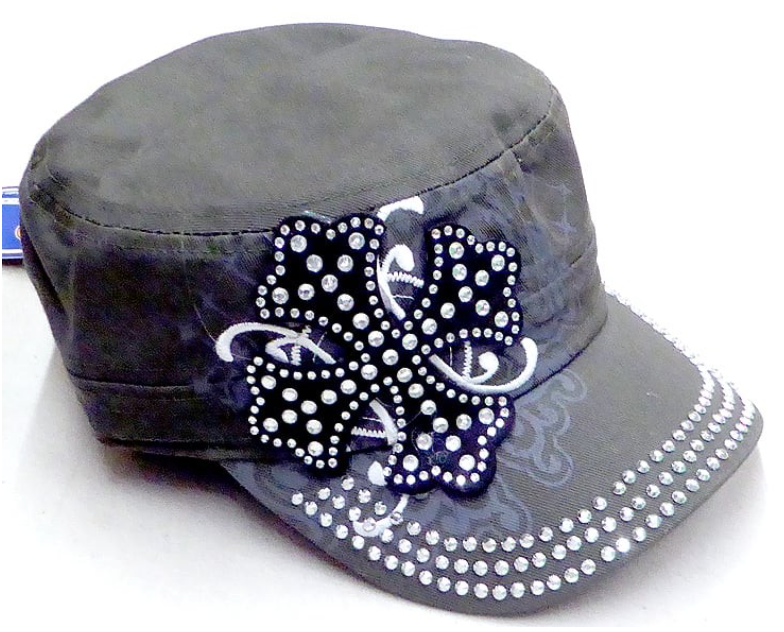 Short Cross Cadet Rhinestone Hat - Olive