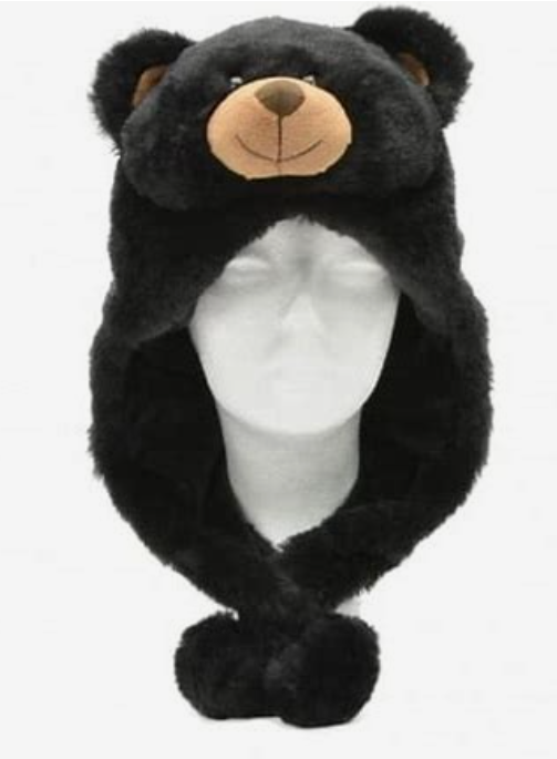 37" Black Bear Hat w/ Mittens